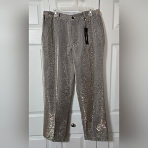 Shimmery Metallic Gold/Silver Pants, Floral Irradecent Design Pants, Size 32,NWT